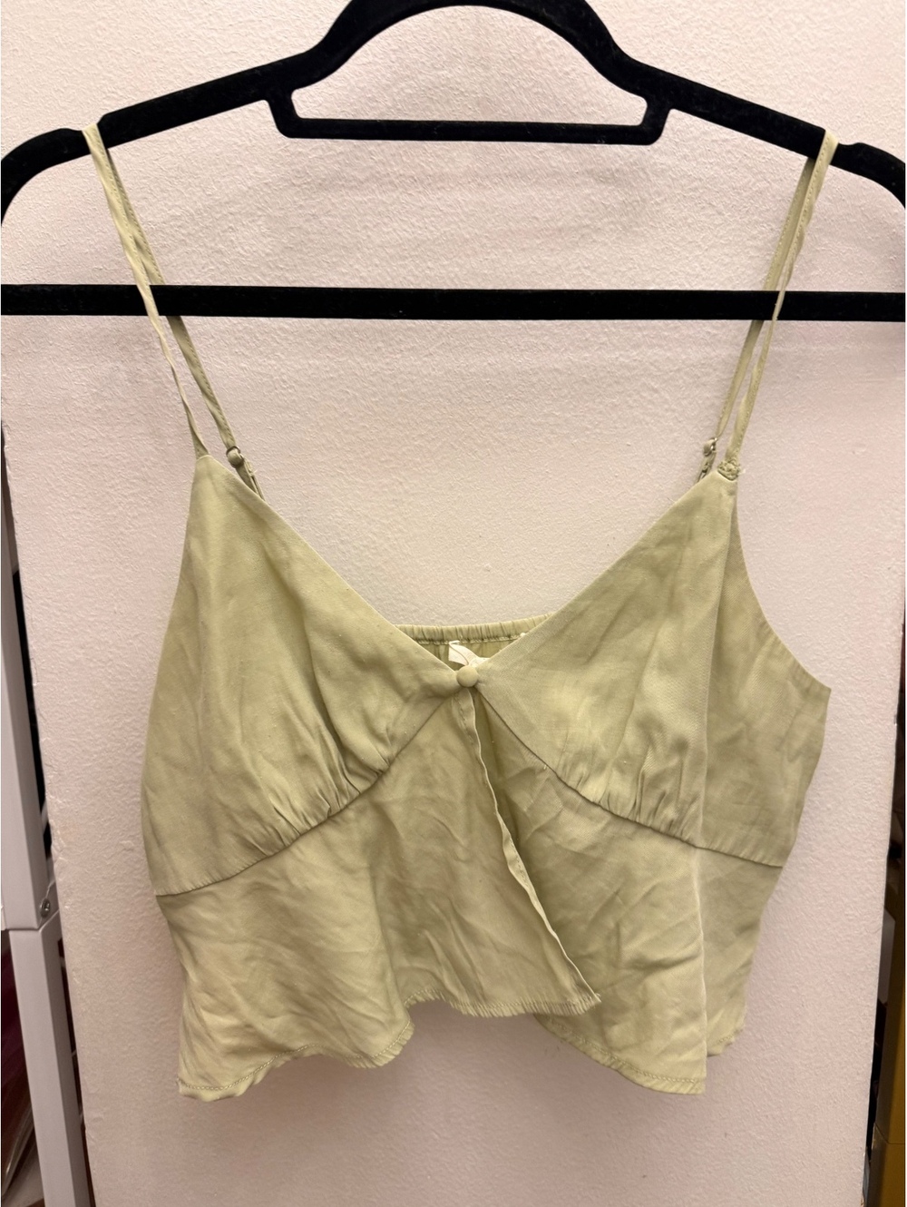L.A. Hearts Light Green Sleeveless Crop Top with Button Detail